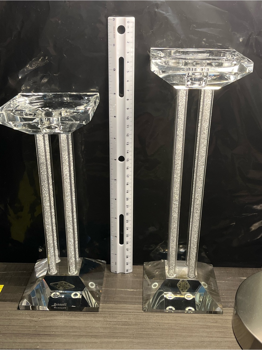 ShannoN Crystal Pillar Candle Holders - Clear
